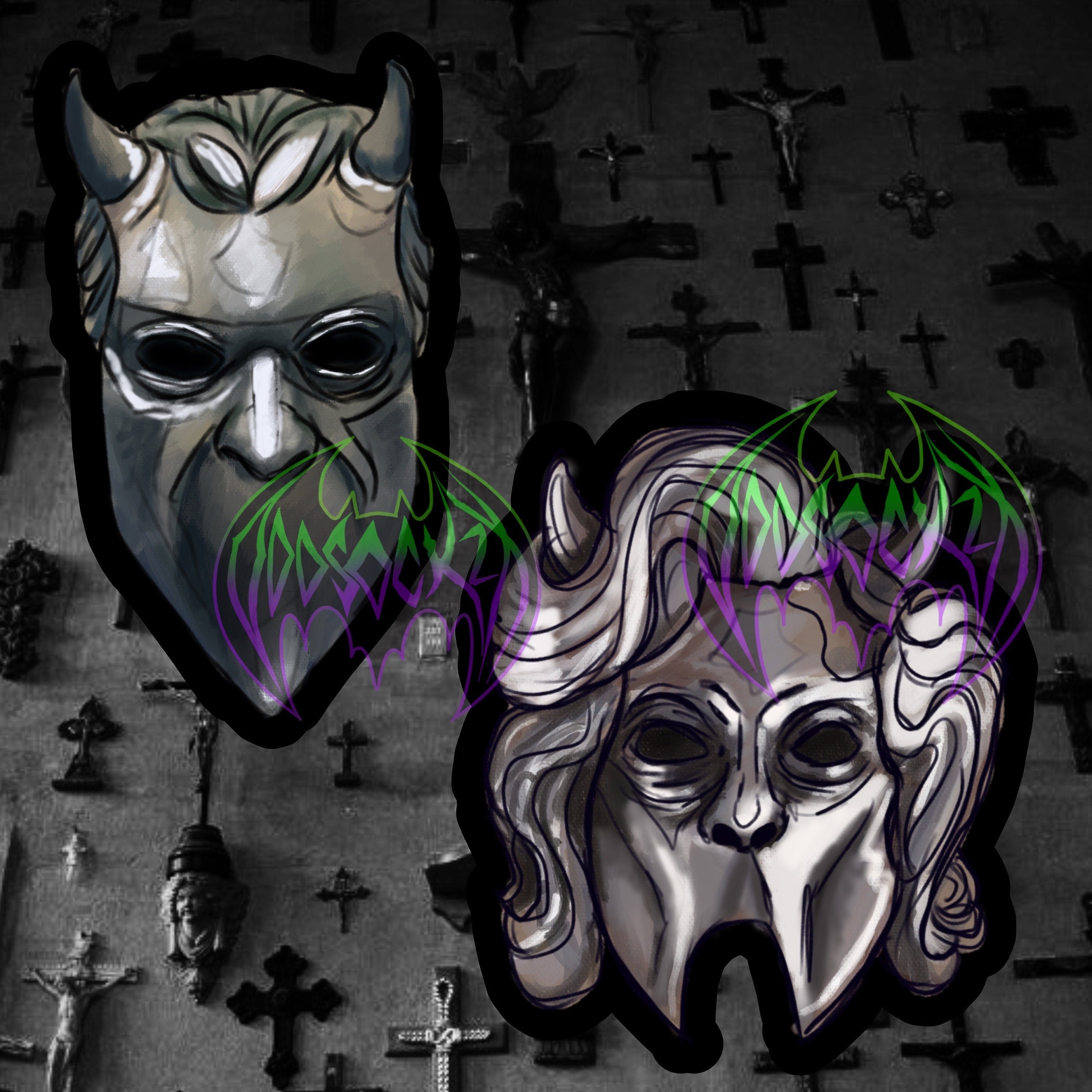 Handmade Nameless Ghoul Glossy Vinyl Sticker  |  Papa Emeritus  | The Band Ghost | Cardinal Copia | Ghost Music band rock pop metal