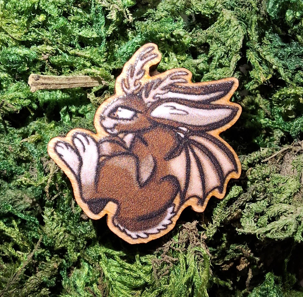 Cryptid Cuties 25mm Wooden Pins - Eco friendly Natural wood Badges
