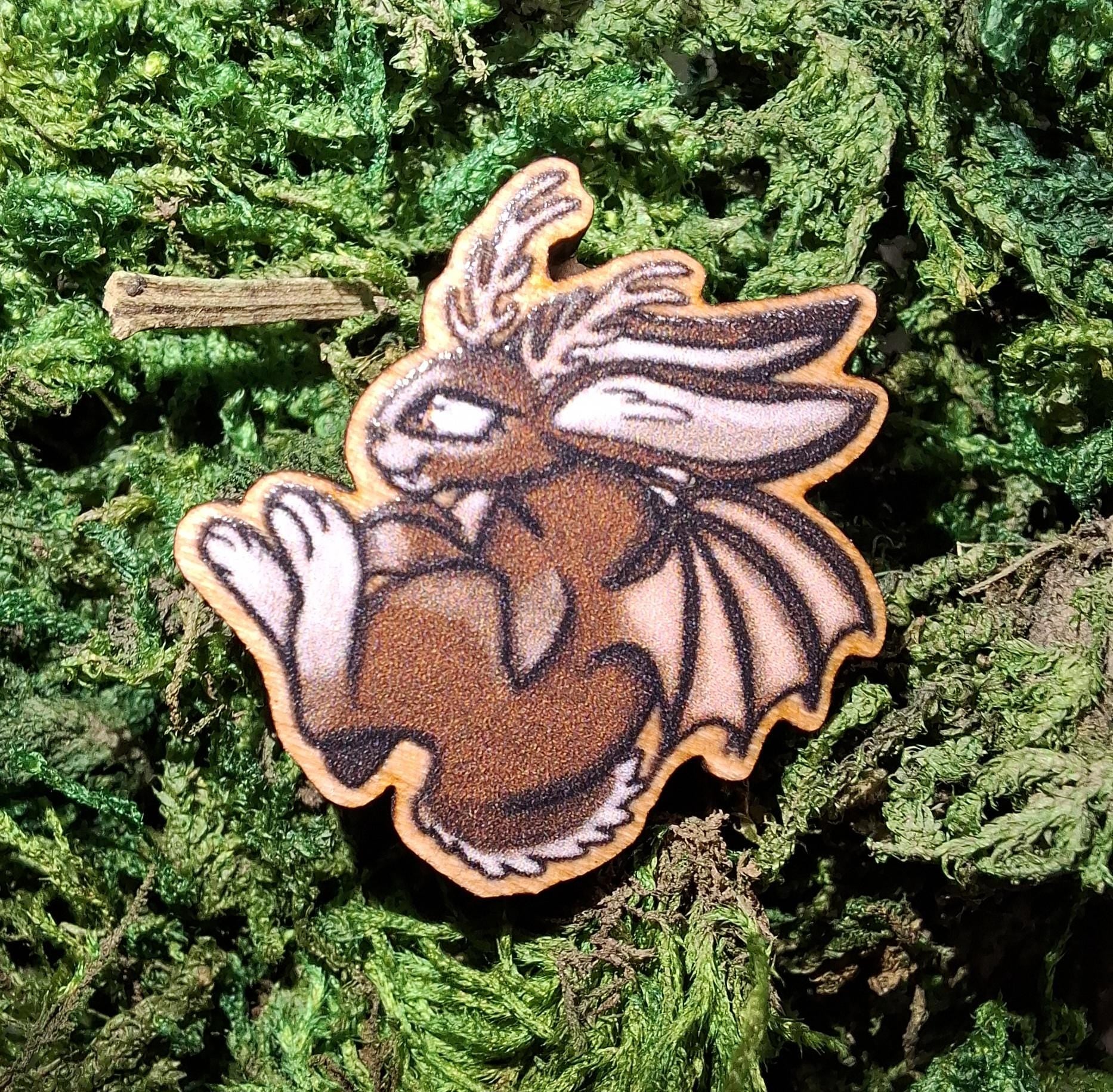 Cryptid Cuties 25mm Wooden Pins - Eco friendly Natural wood Badges