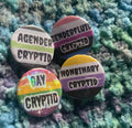 Gay , Non Binary , Agender , Genderfluid Cryptid 32mm Button Pin Badge - LGBT - LGBTQ - Queer