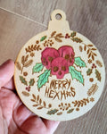 Merry Krampus Wooden ornament - Handmade Seasonal Gothic Home Decoration, Engraved Horror Bauble, Creepy Holiday Decor