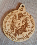 Merry Krampus Wooden ornament - Handmade Seasonal Gothic Home Decoration, Engraved Horror Bauble, Creepy Holiday Decor