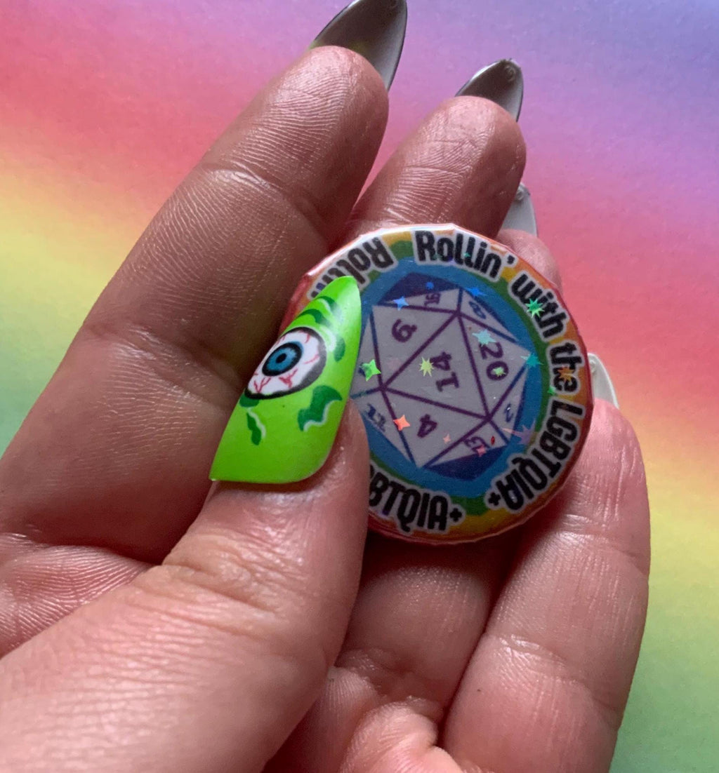Rollin With the LGBTQIA+ - Holographic Button Pin Badge