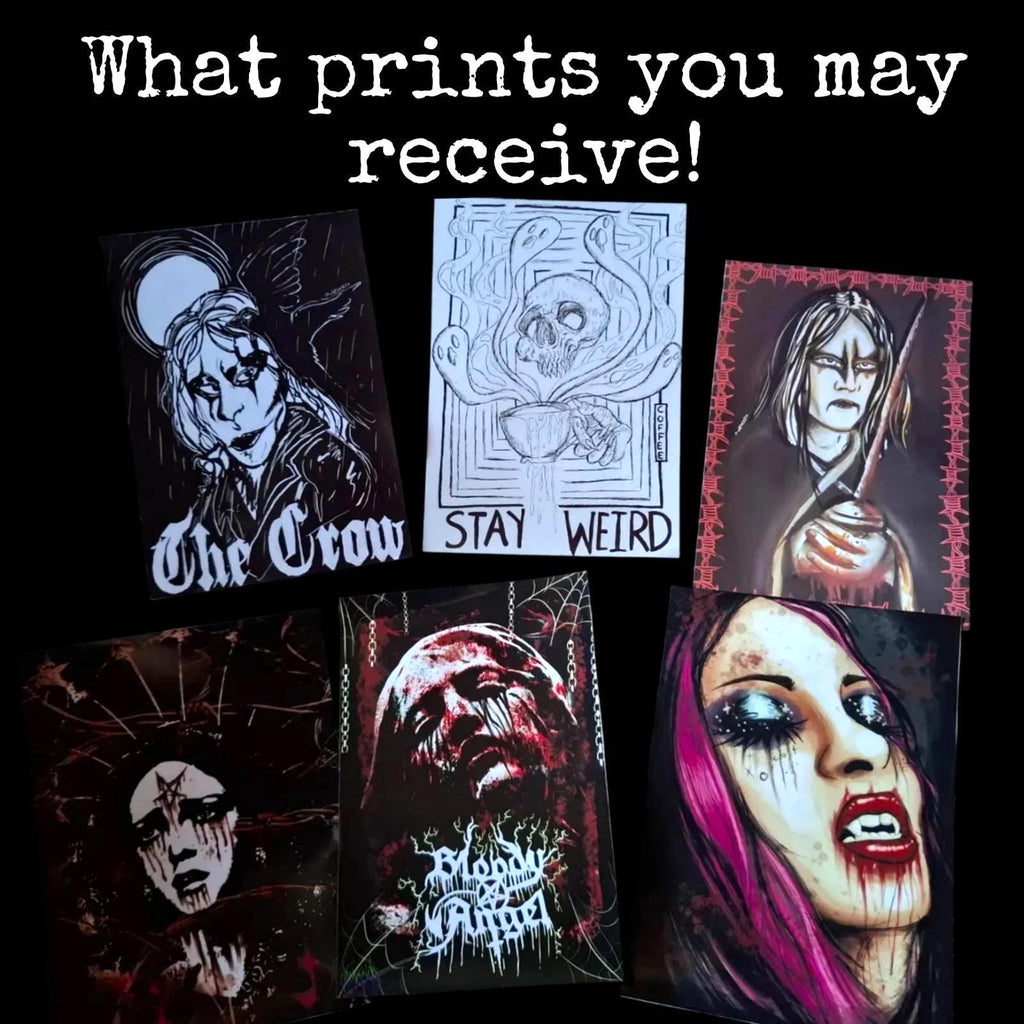 Mystery A5 Print bag / Bundle of 5 Illustrated Horror Prints