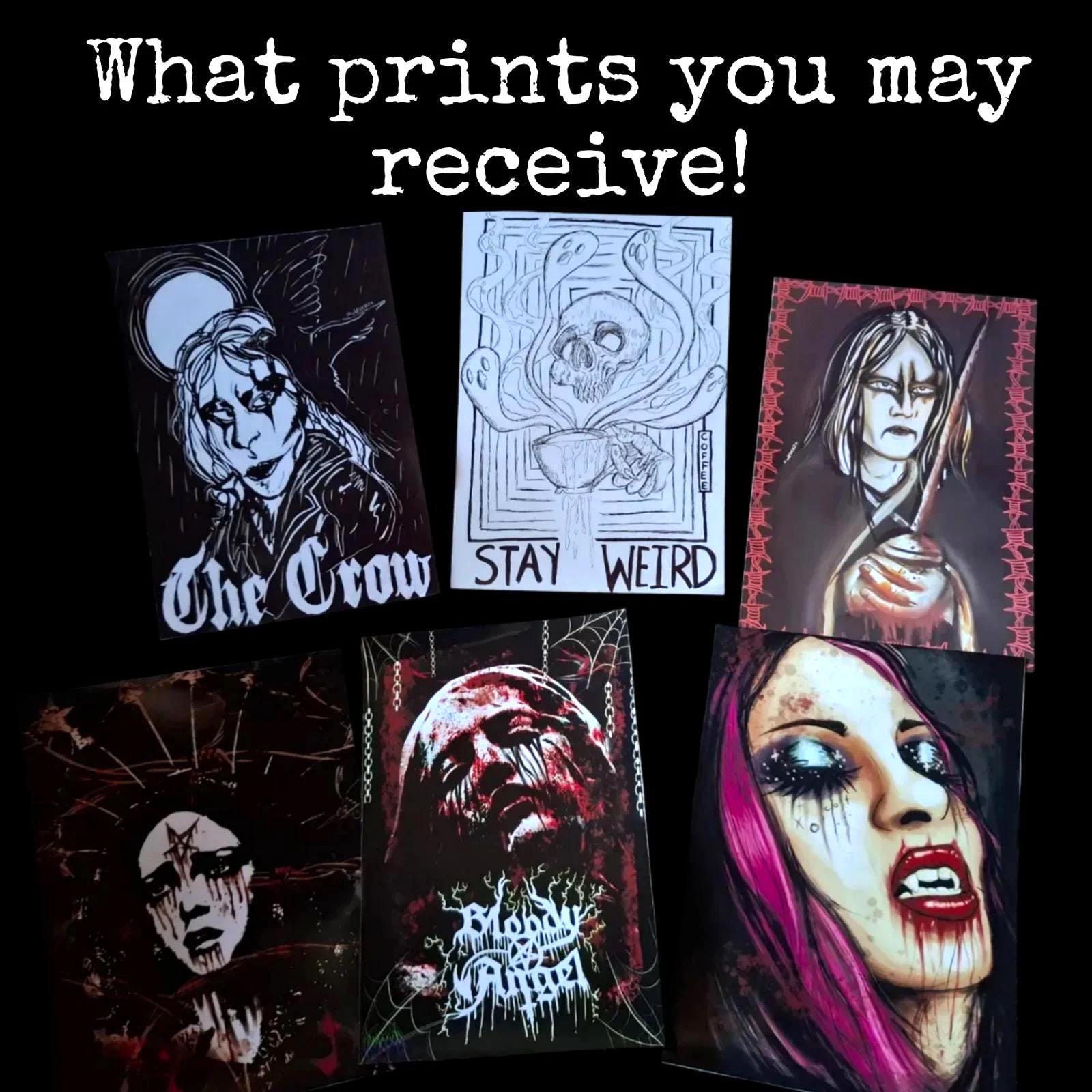 Mystery A5 Print bag / Bundle of 5 Illustrated Horror Prints