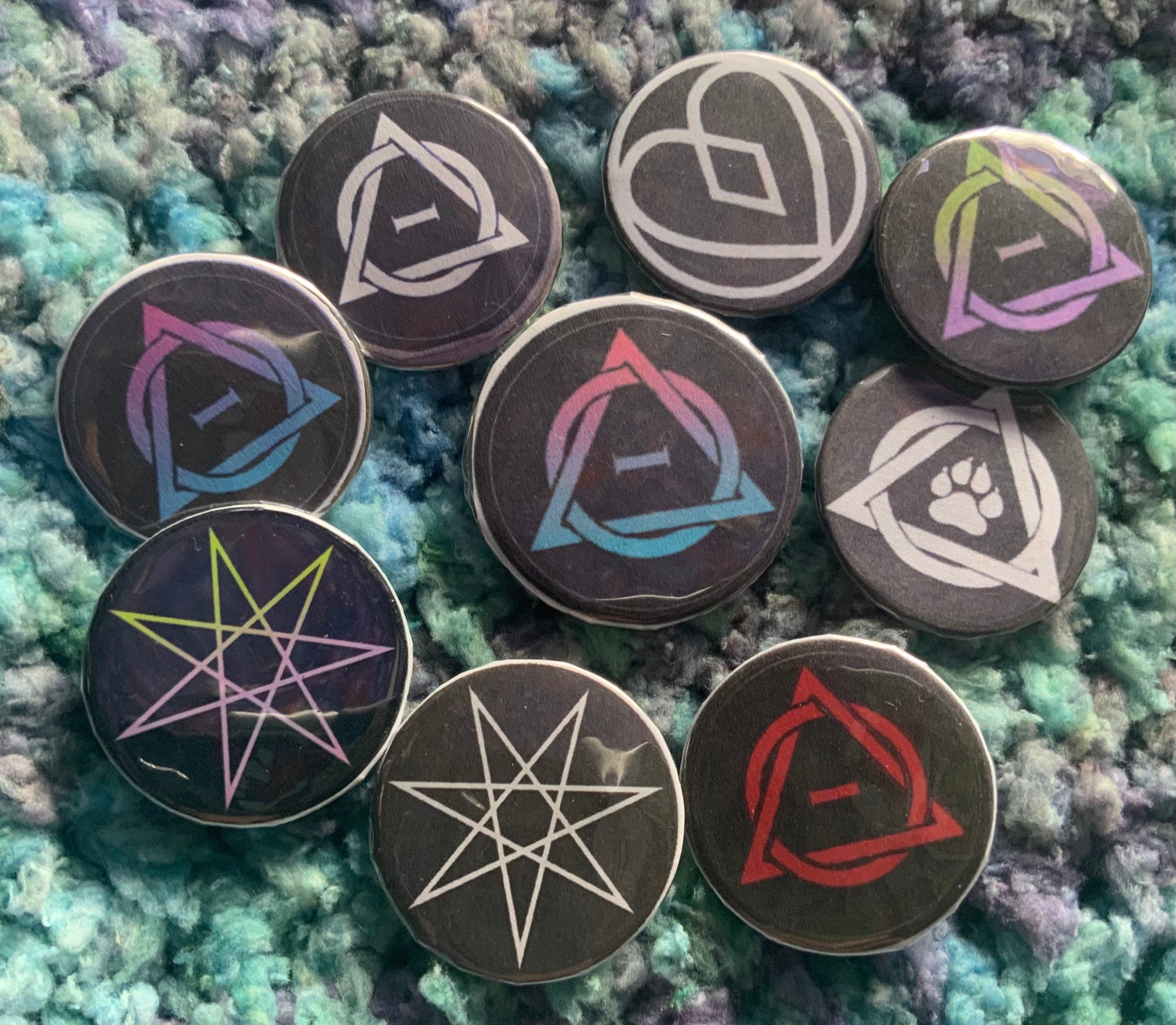 32mm Therian Otherkin  Otherhearted Alterhuman  Pin Button Badges