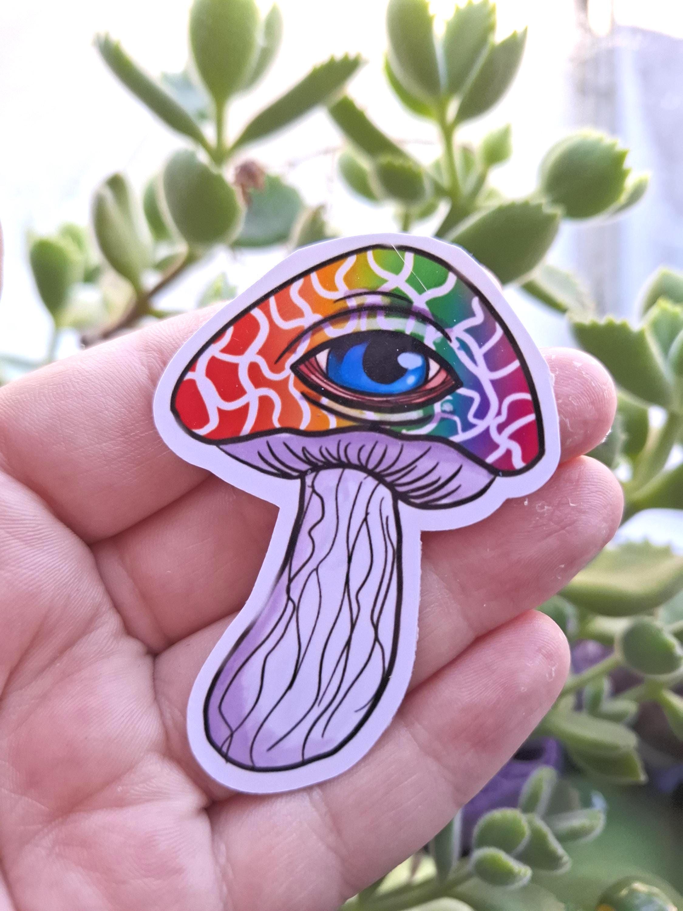 Whimsical Rainbow Trippy Mushrooms vinyl stickers / decals