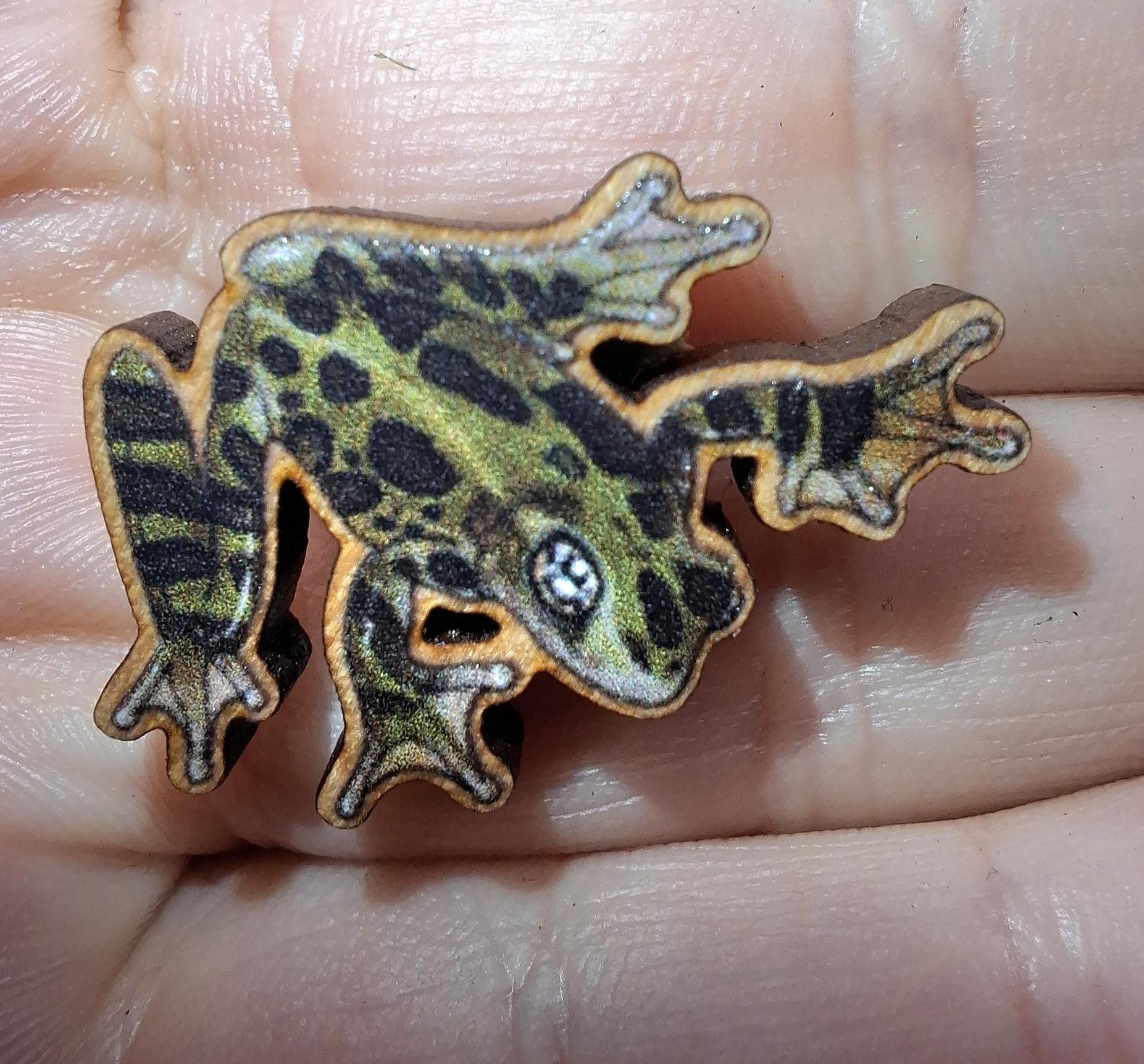 Goblincore animals & Fungi 25mm Eco friendly Wooden Pin Badge