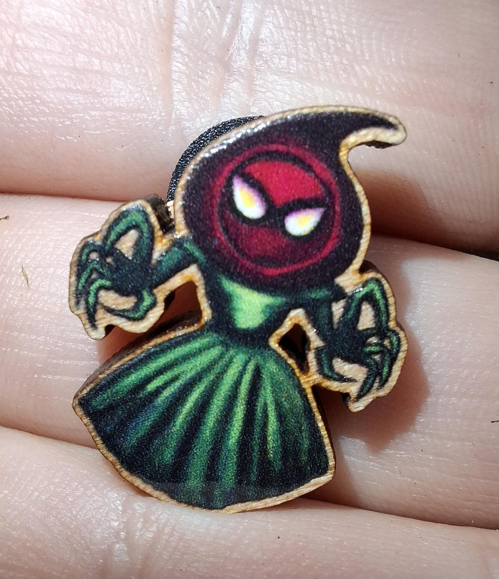 Cryptid Cuties 25mm Wooden Pins - Eco friendly Natural wood Badges
