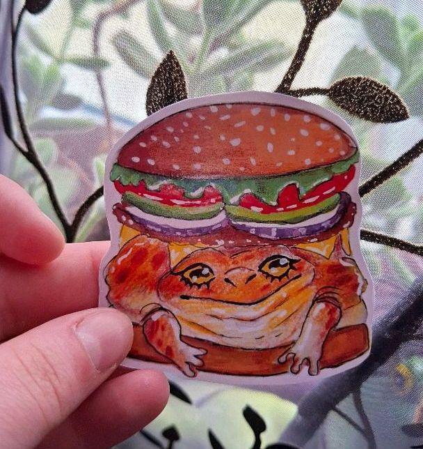 Hamburger , Burger Frog Meme Decal /Sticker