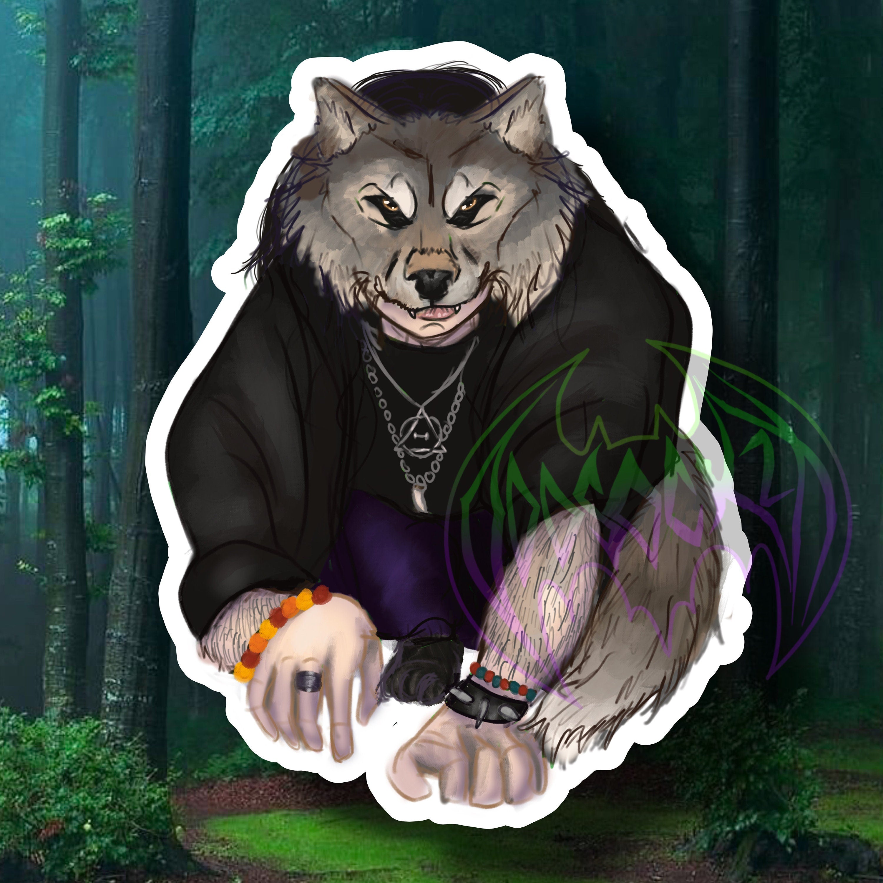Wolf Therian Quadrobics , Alterhuman Vinyl Sticker / Decal