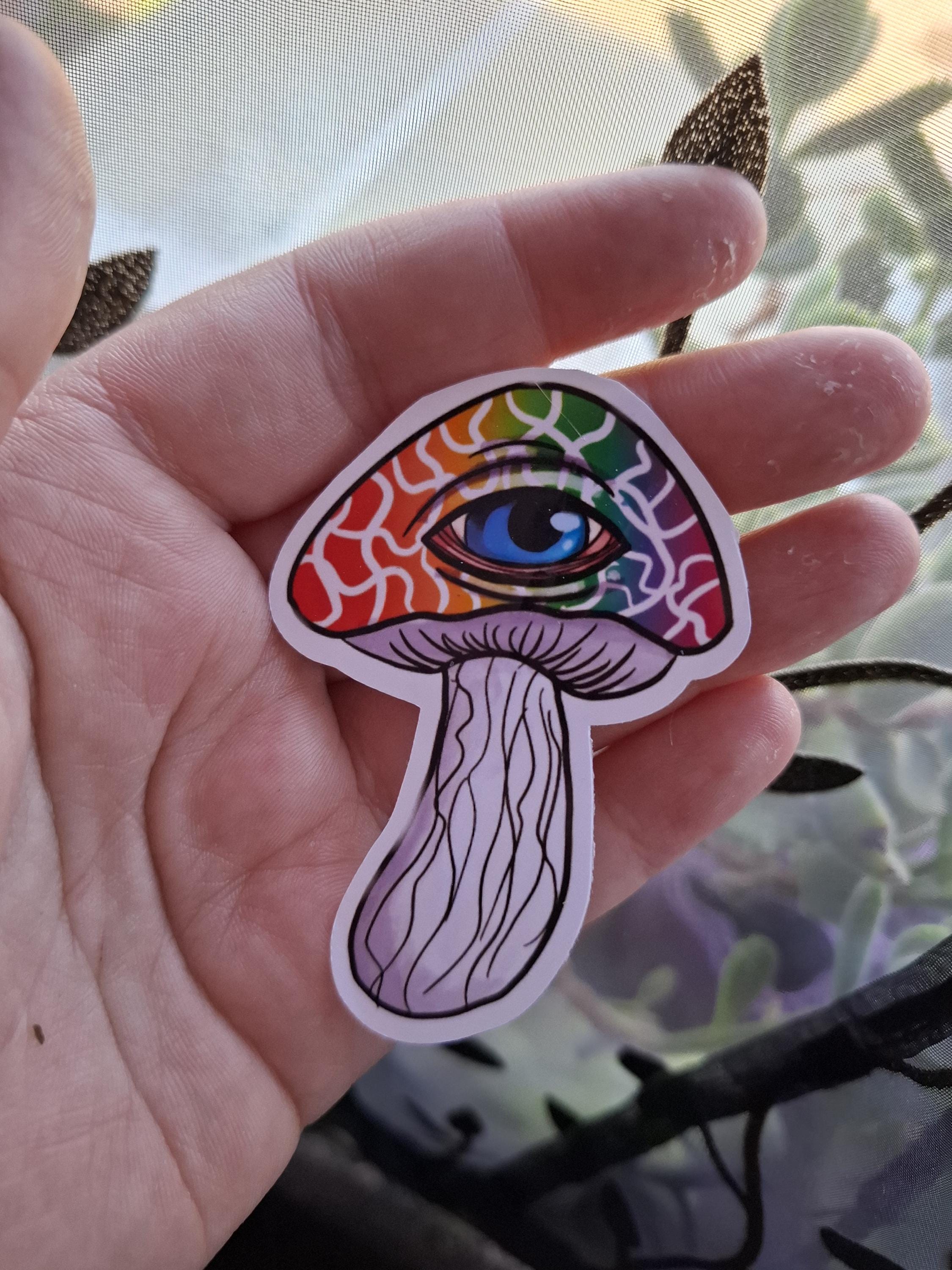 Whimsical Rainbow Trippy Mushrooms vinyl stickers / decals