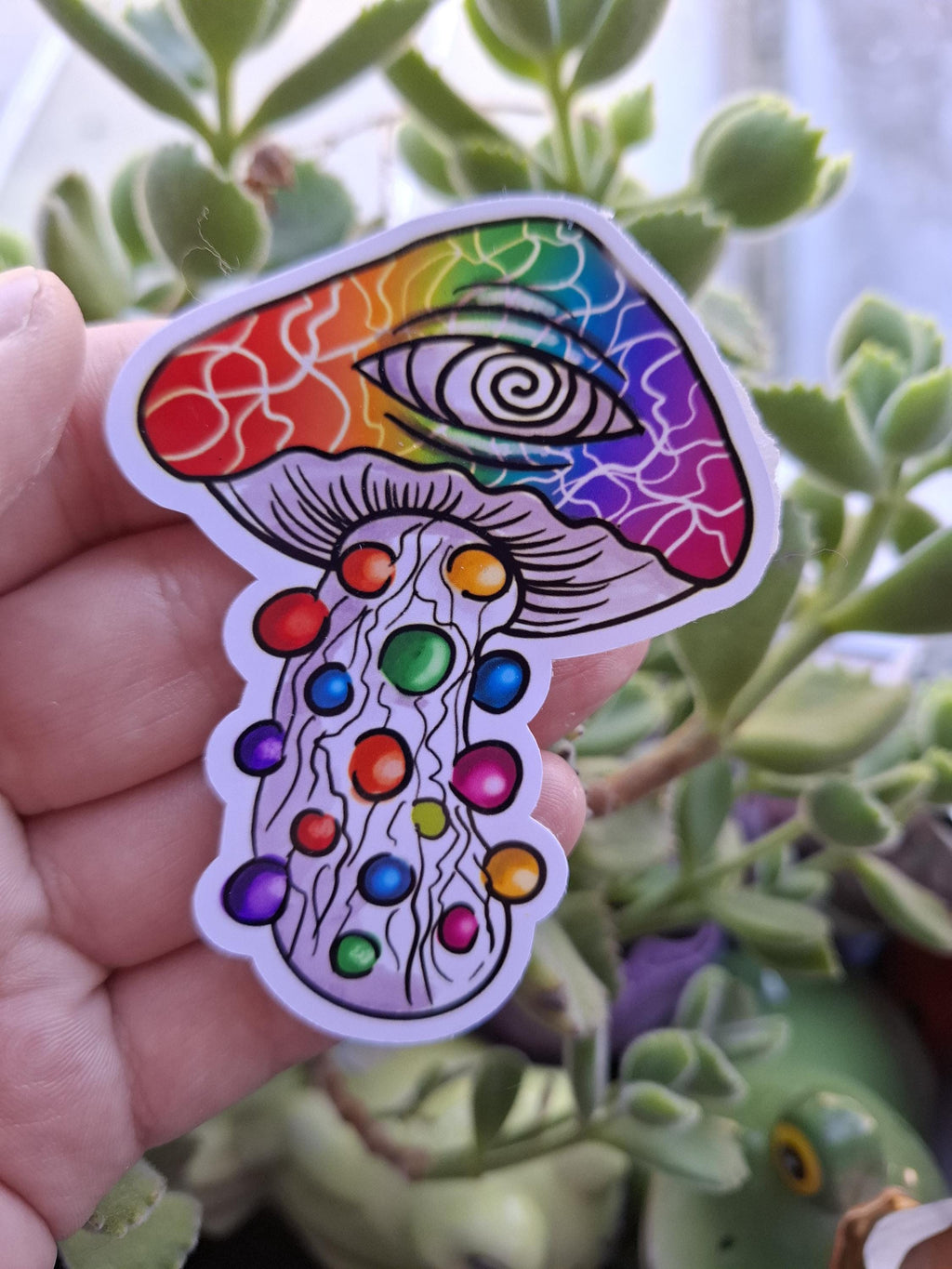 Whimsical Rainbow Trippy Mushrooms vinyl stickers / decals