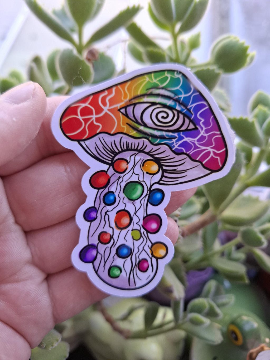 Whimsical Rainbow Trippy Mushrooms vinyl stickers / decals