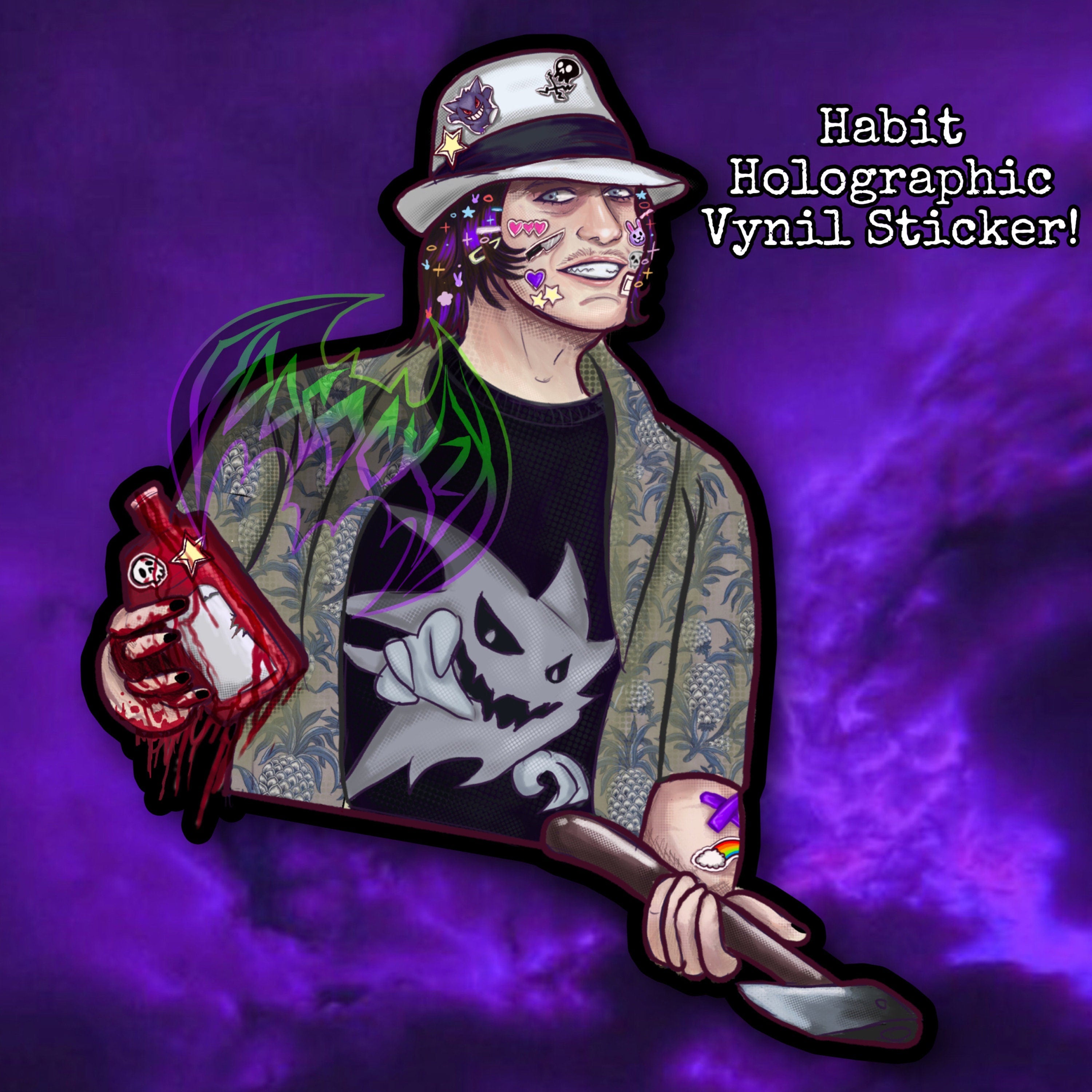Holographic Habit EverymanHybrid  Vinyl Stickers