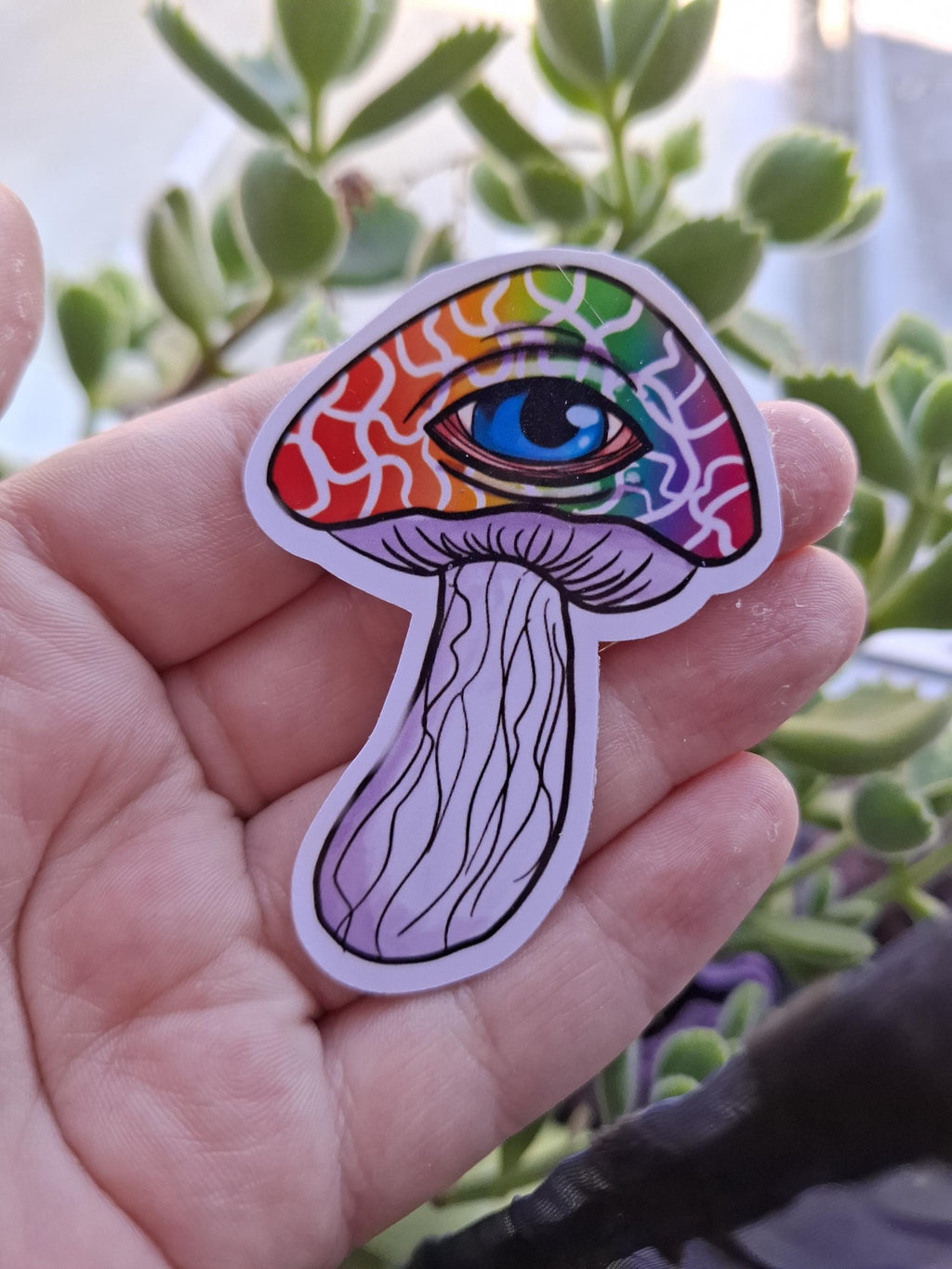 Whimsical Rainbow Trippy Mushrooms vinyl stickers / decals