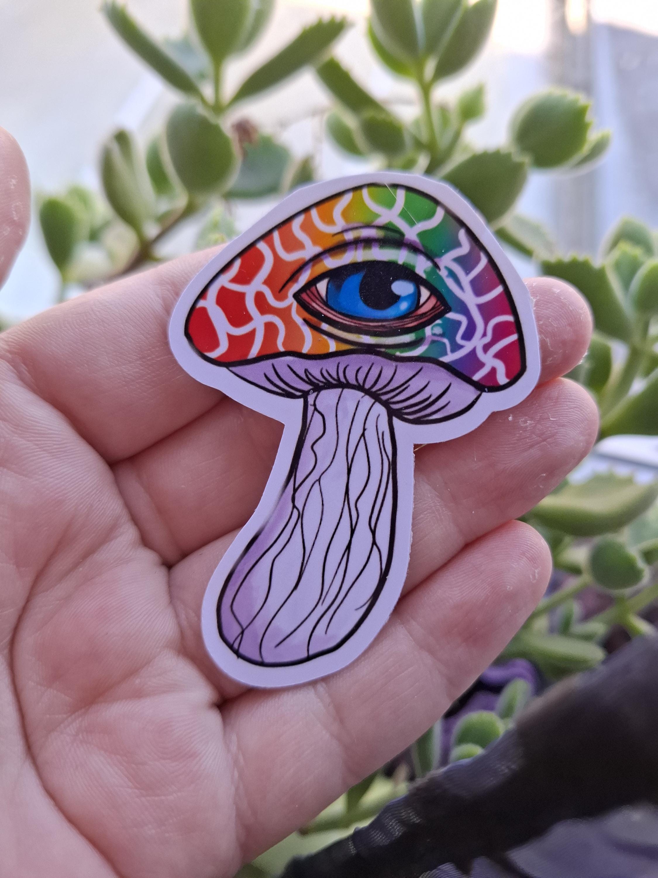 Whimsical Rainbow Trippy Mushrooms vinyl stickers / decals