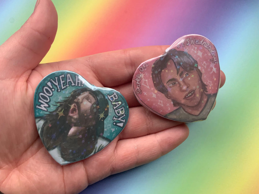 Streamer Heart Shaped Holographic 58mm Badges