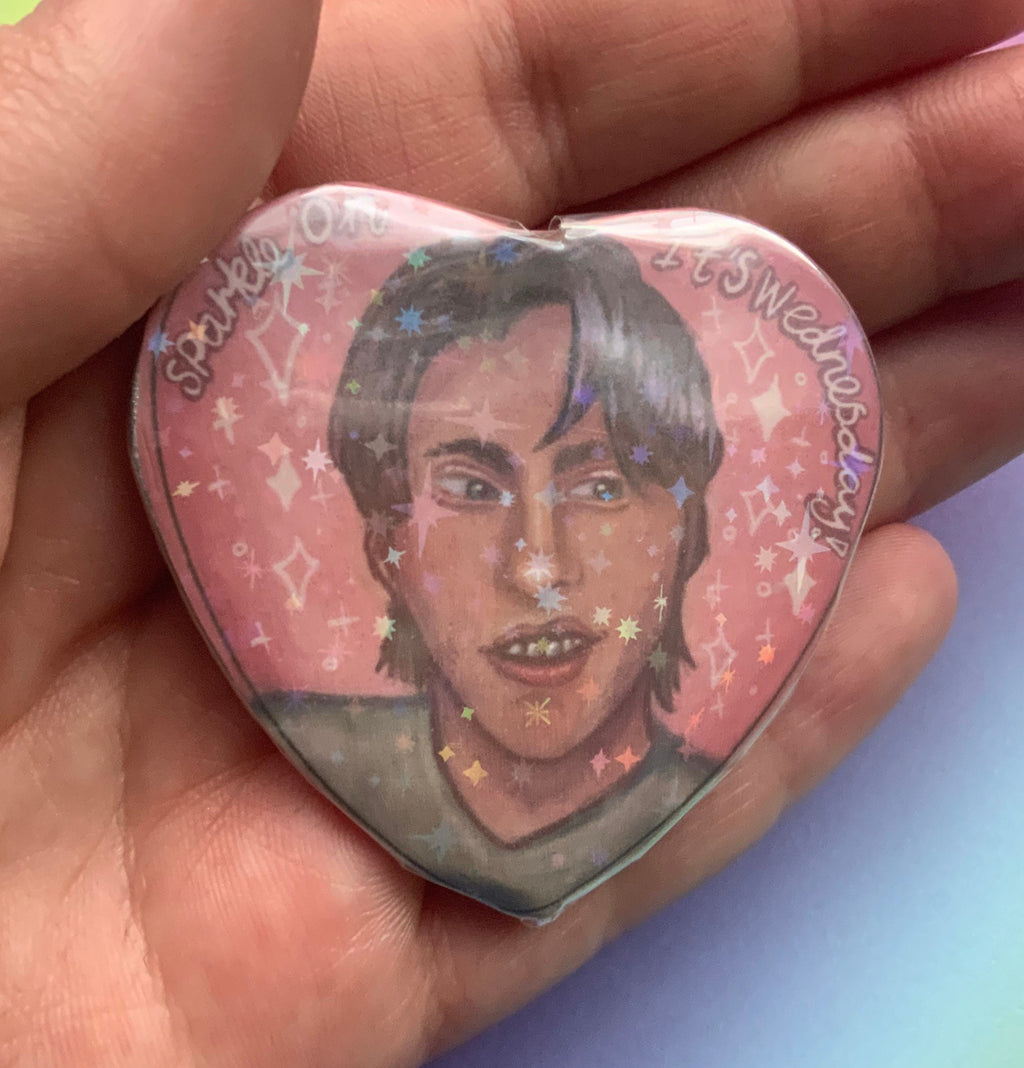 Streamer Heart Shaped Holographic 58mm Badges