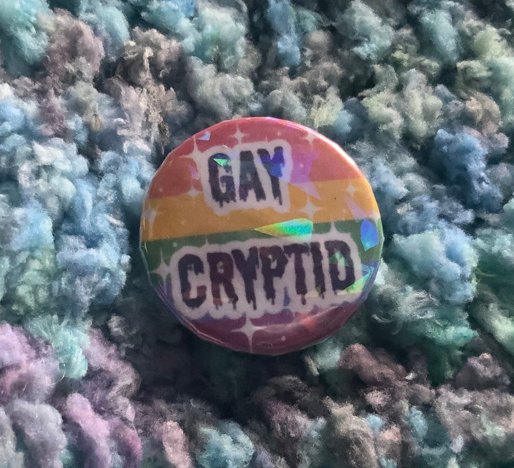Gay , Non Binary , Agender , Genderfluid Cryptid 32mm Button Pin Badge - LGBT - LGBTQ - Queer
