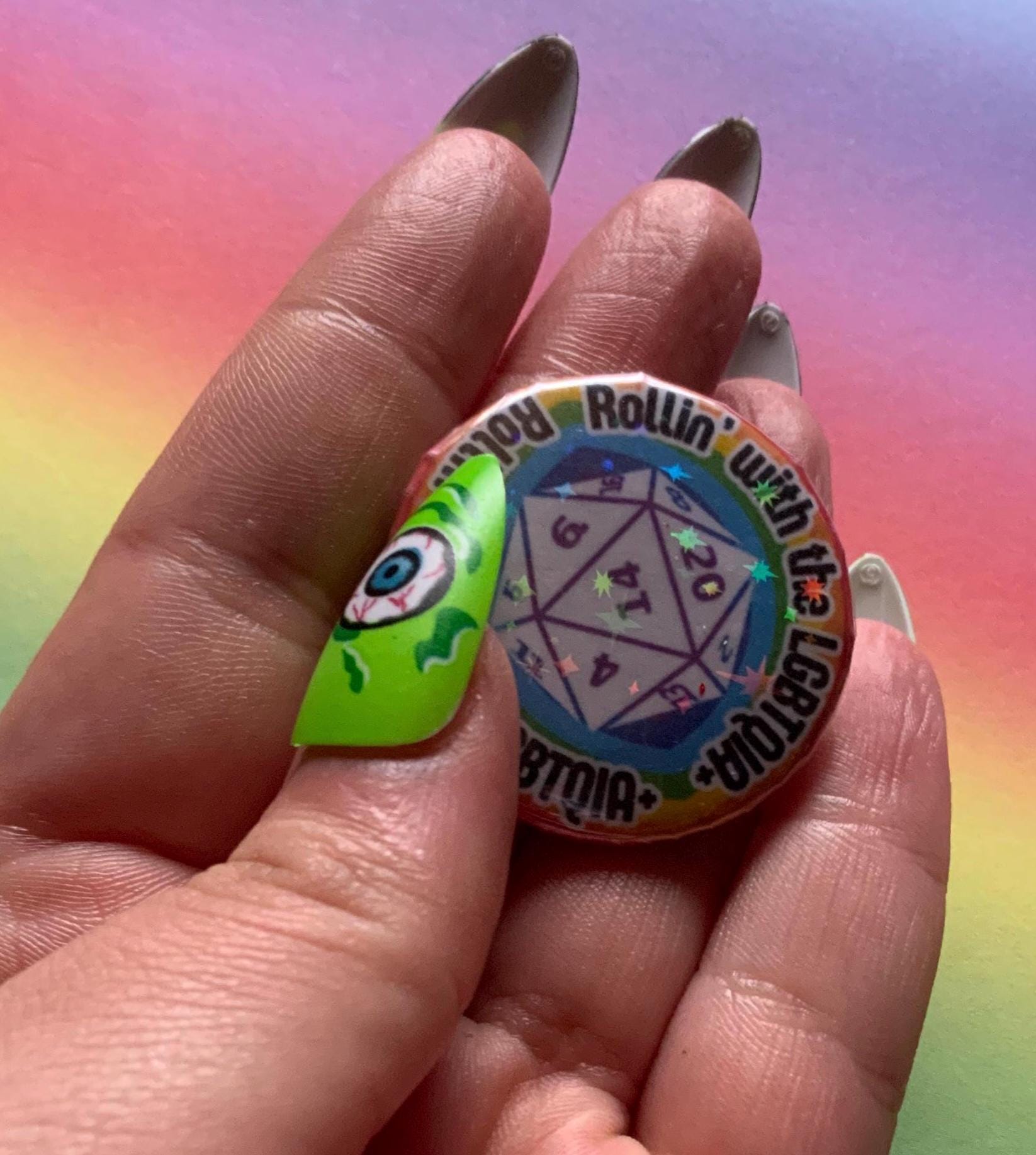 Rollin With the LGBTQIA+ - Holographic Button Pin Badge
