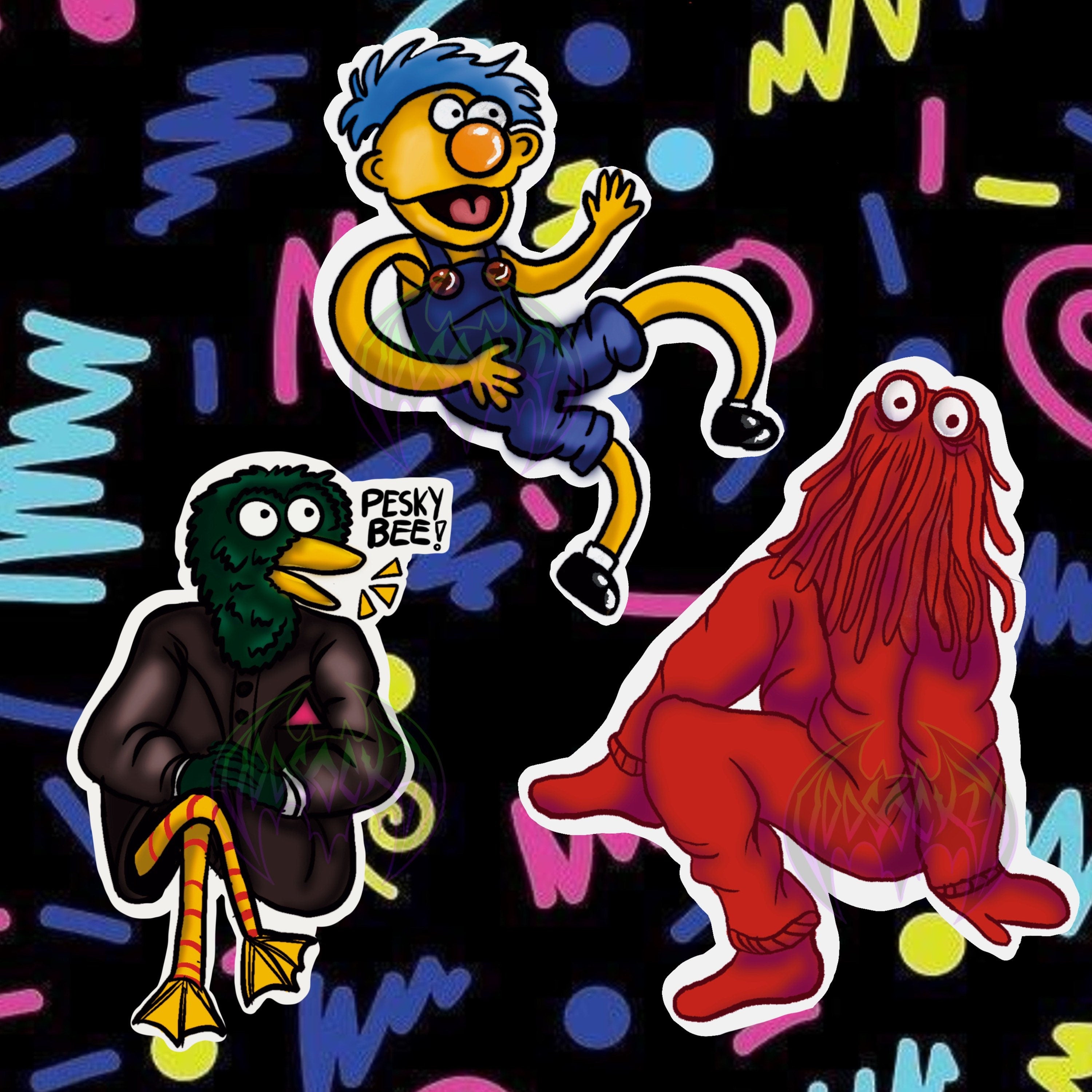 DHMIS - Yellow guy , Red guy , Bird guy- WaterProof vinyl Stickers