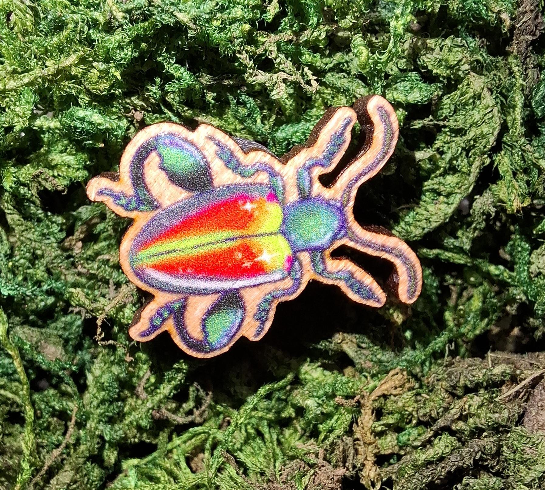 Goblincore animals & Fungi 25mm Eco friendly Wooden Pin Badge