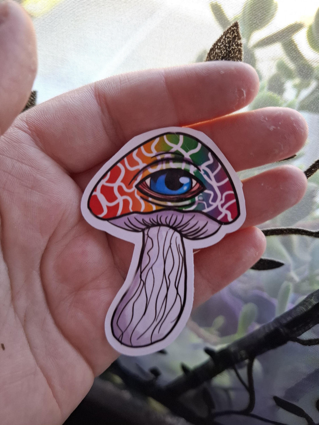 Whimsical Rainbow Trippy Mushrooms vinyl stickers / decals