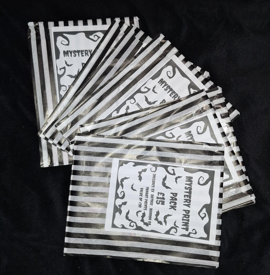 Mystery A5 Print bag / Bundle of 5 Illustrated Horror Prints