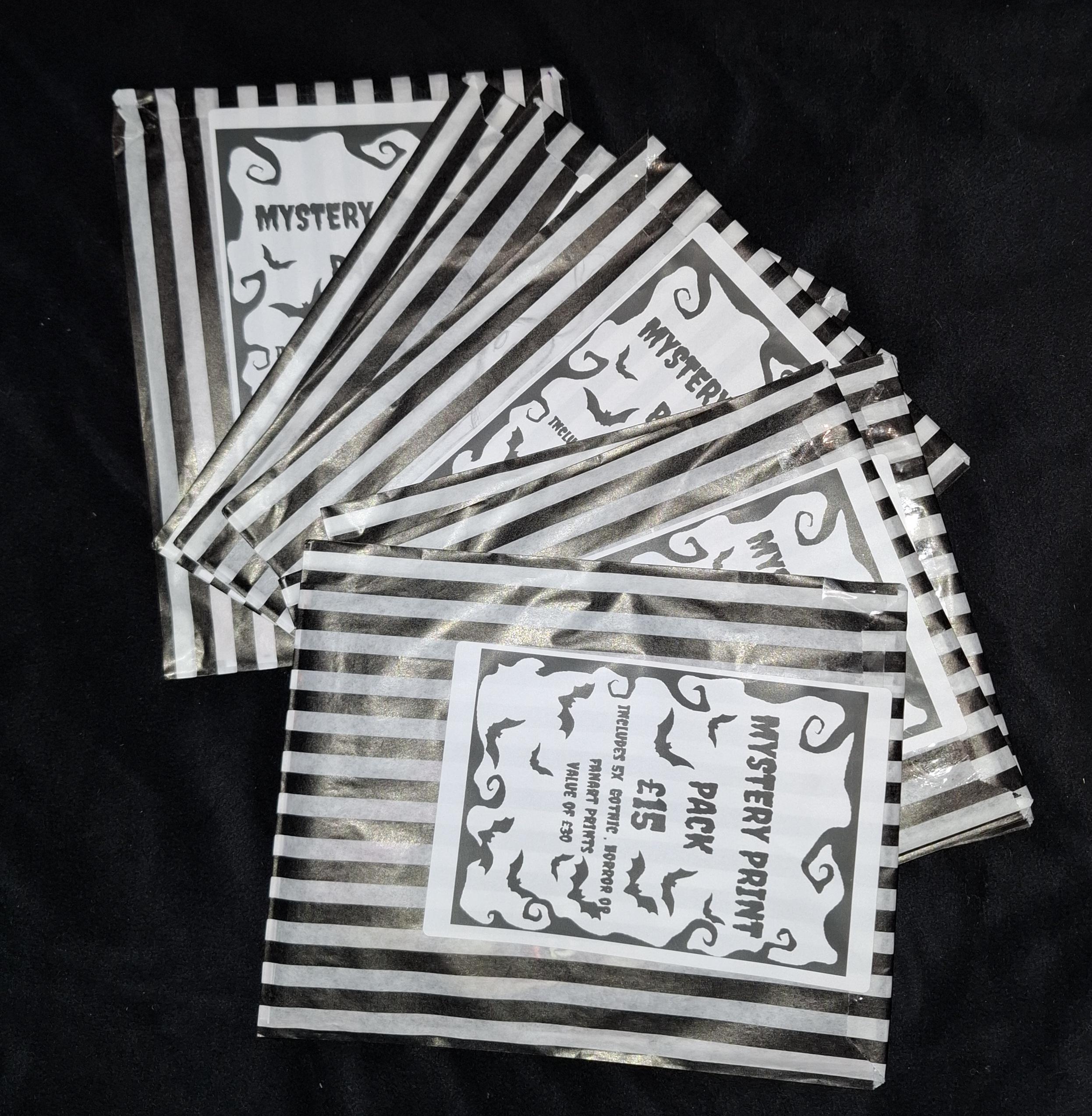 Mystery A5 Print bag / Bundle of 5 Illustrated Horror Prints