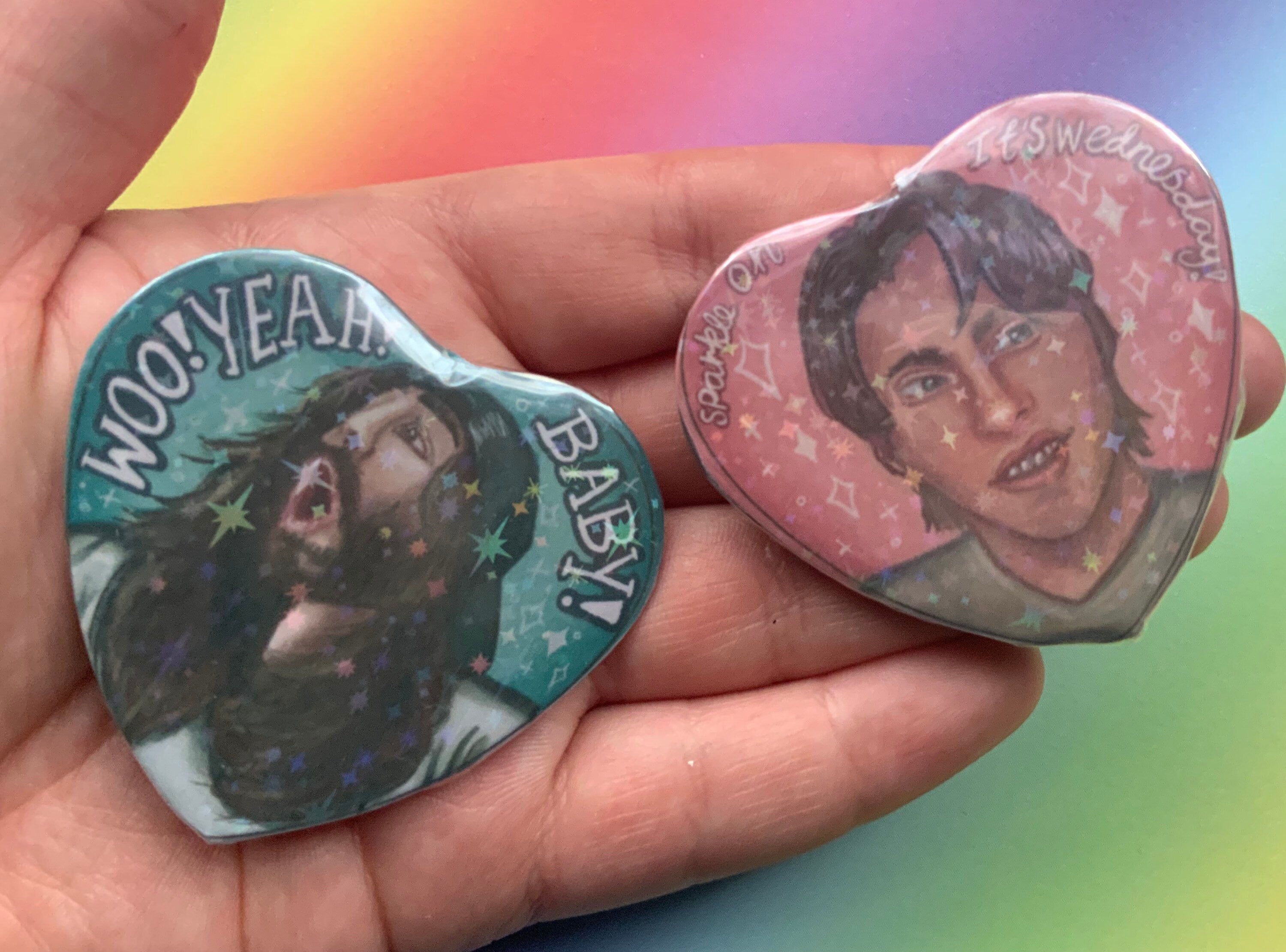 Streamer Heart Shaped Holographic 58mm Badges