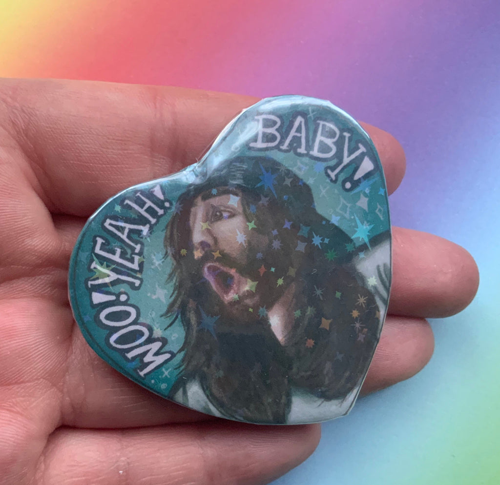 Streamer Heart Shaped Holographic 58mm Badges