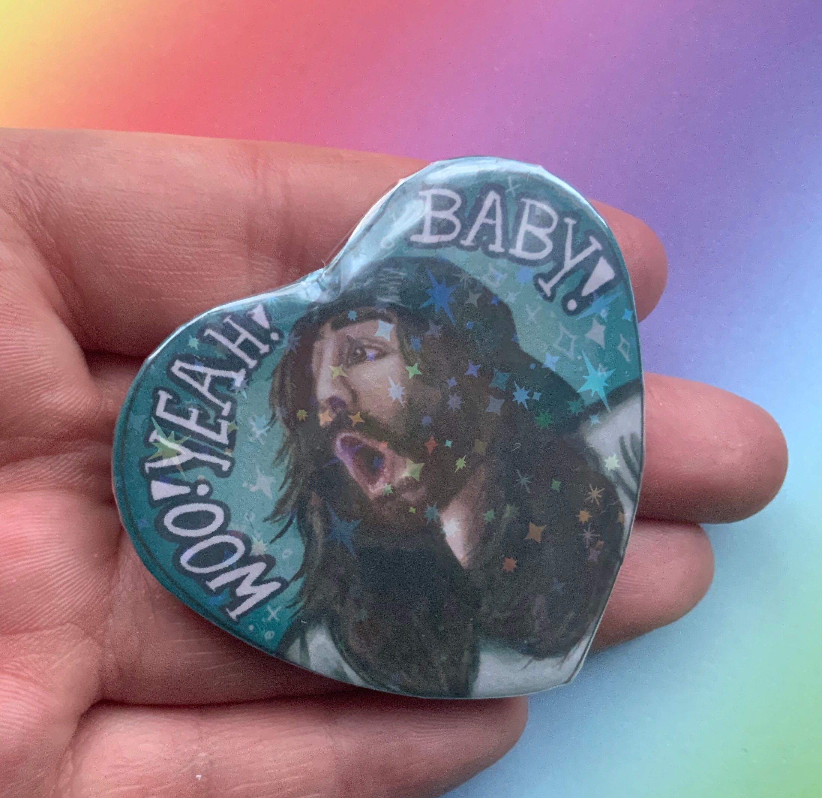 Streamer Heart Shaped Holographic 58mm Badges