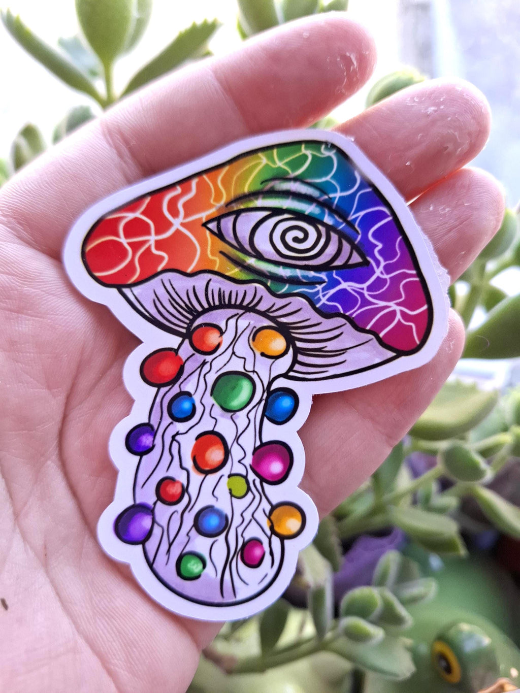 Whimsical Rainbow Trippy Mushrooms vinyl stickers / decals