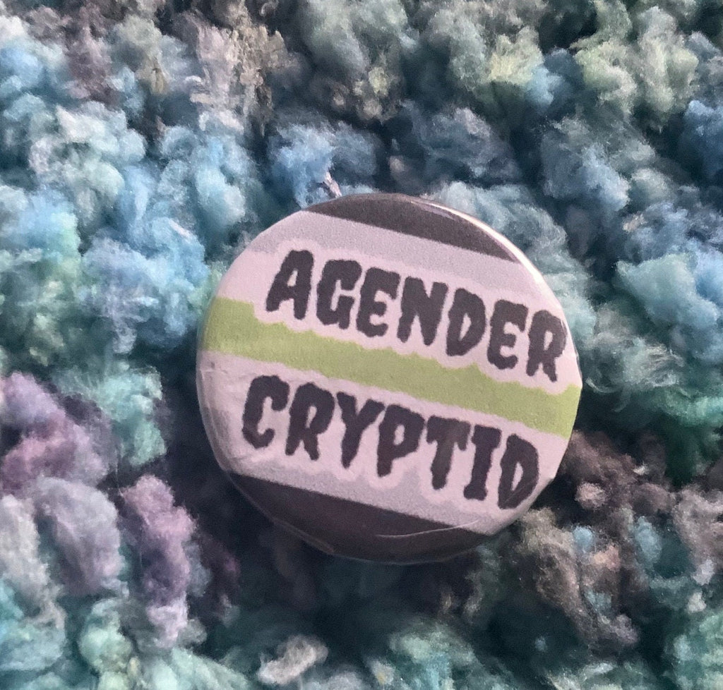 Gay , Non Binary , Agender , Genderfluid Cryptid 32mm Button Pin Badge - LGBT - LGBTQ - Queer