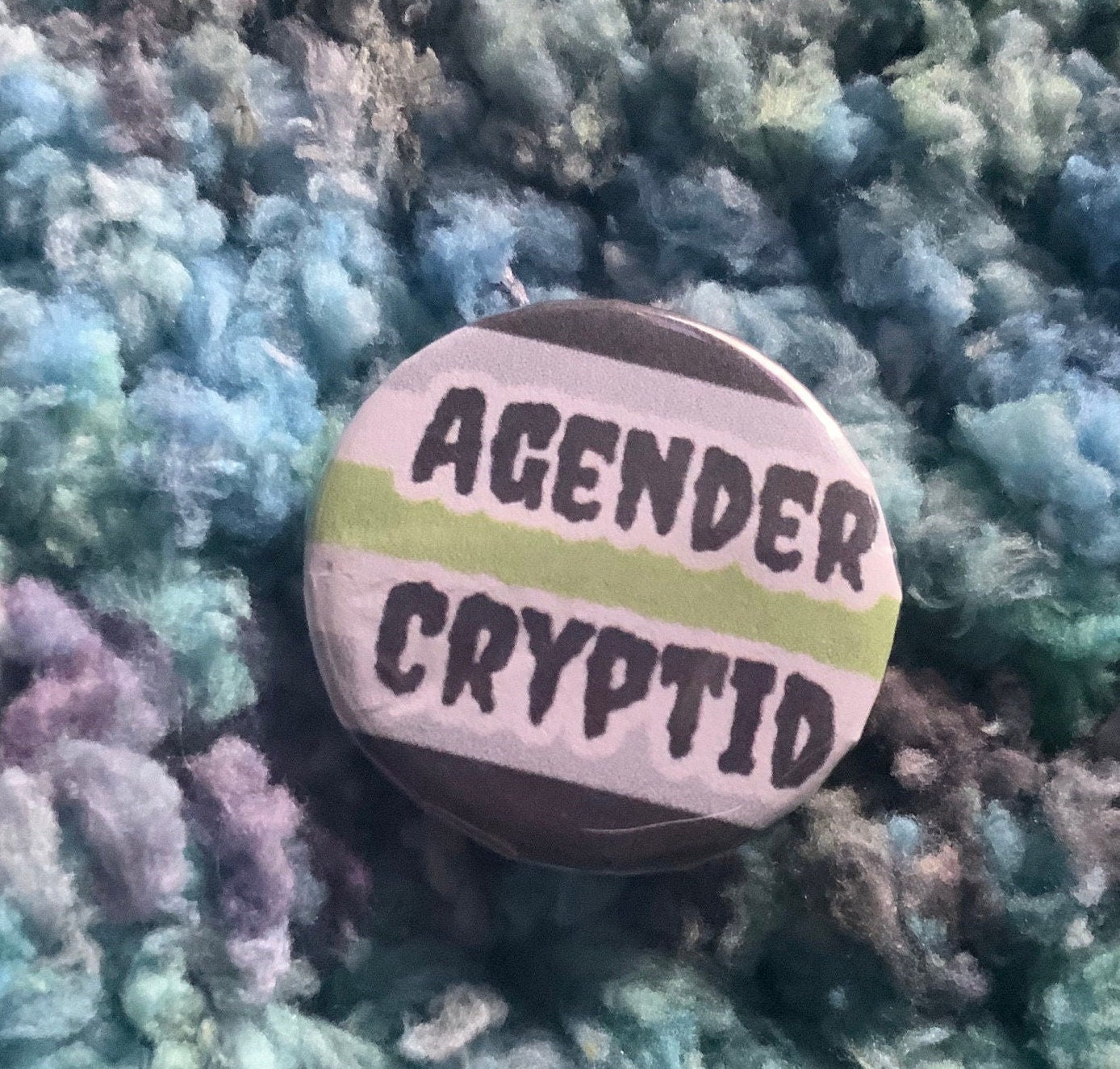 Gay , Non Binary , Agender , Genderfluid Cryptid 32mm Button Pin Badge - LGBT - LGBTQ - Queer