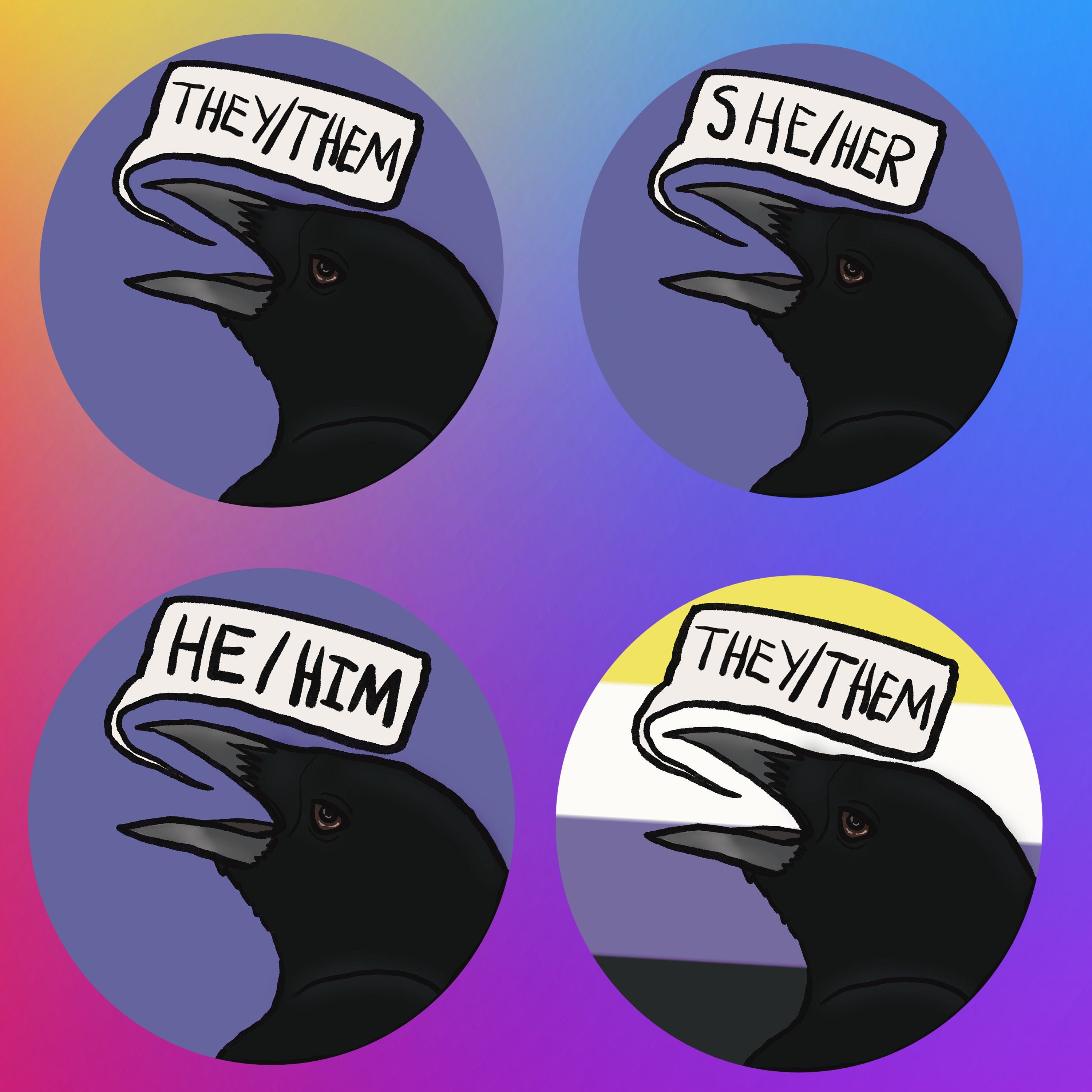 32mm Crownoun (Pronoun) Badges