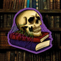 Skull on a Stack of books Vinyl Sticker/Decal
