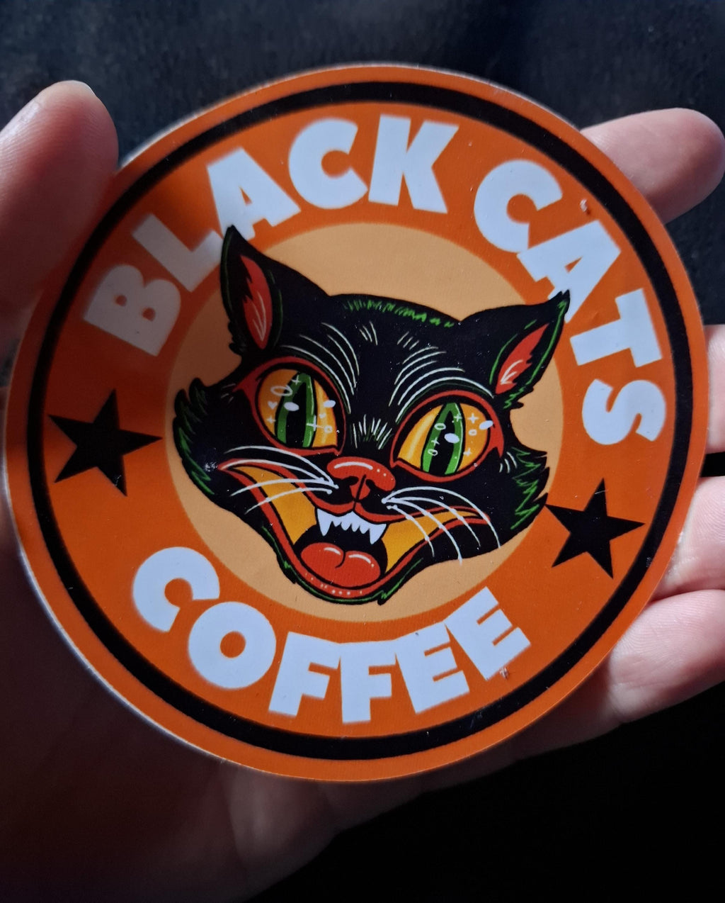 Retro Vintage style Black Cats Coffee Glossy Vinyl Sticker